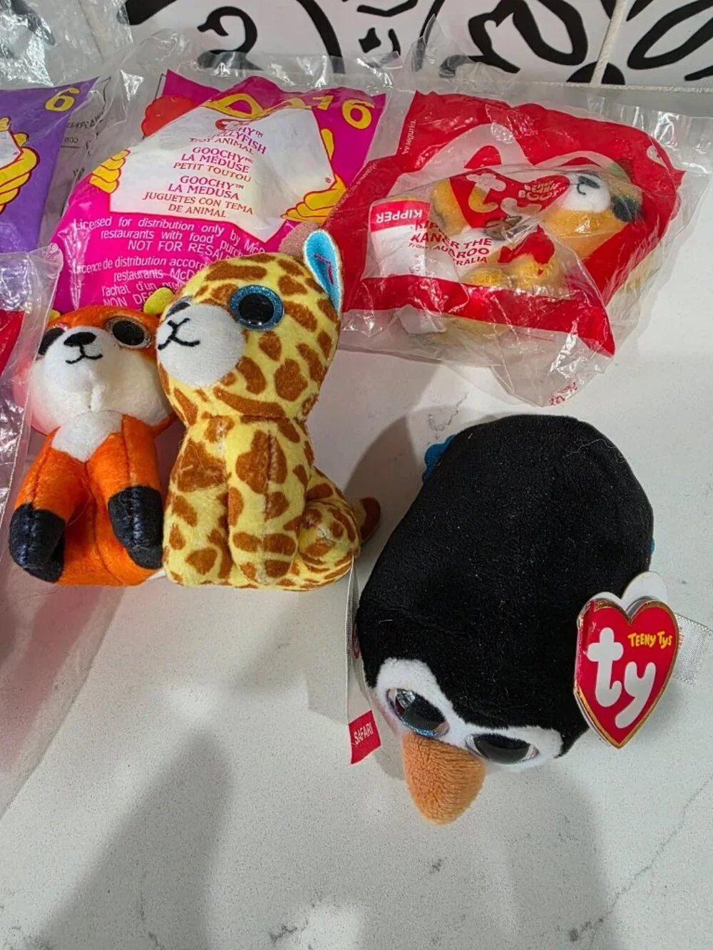 Lot of 7 TY Beanies 6 MCDonald's Happy Meal Toys 1 Teeny Ty Pocket